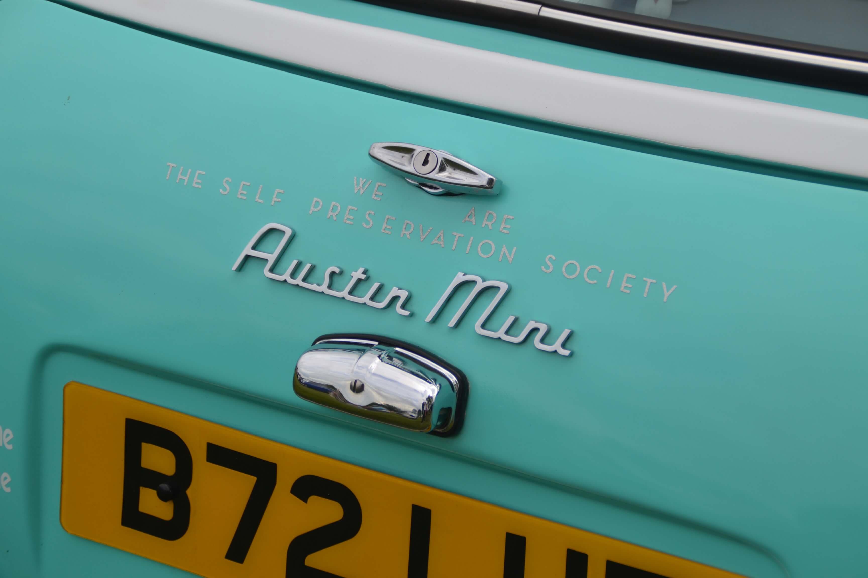 A beautiful teal green Austin Mini
